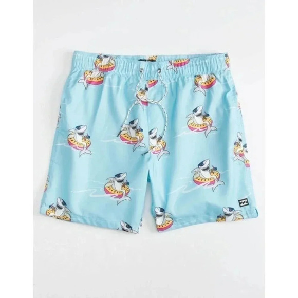 Billabong Good Times Men's Light Blue Shark Volley Shorts‎ Size XL - Picture 2 of 6